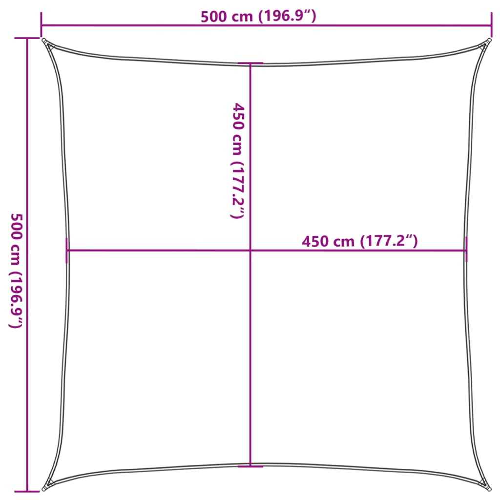 Sonnensegel 160 g/m² Schwarz 5x5 m HDPE