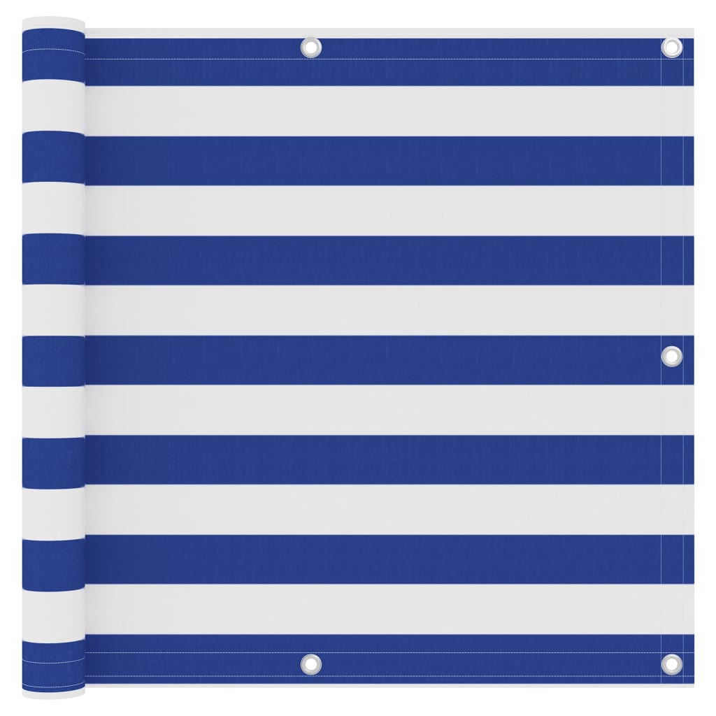 Balkon-Sichtschutz Weiß und Blau 90x300 cm Oxford-Gewebe