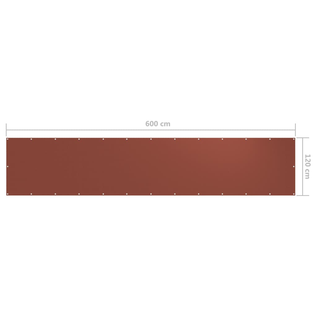 Balcony privacy screen terracotta red 120x600 cm Oxford fabric
