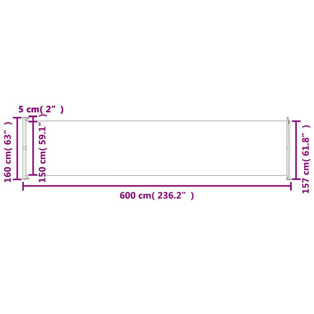 Seitenmarkise Ausziehbar 600x160 cm Rot