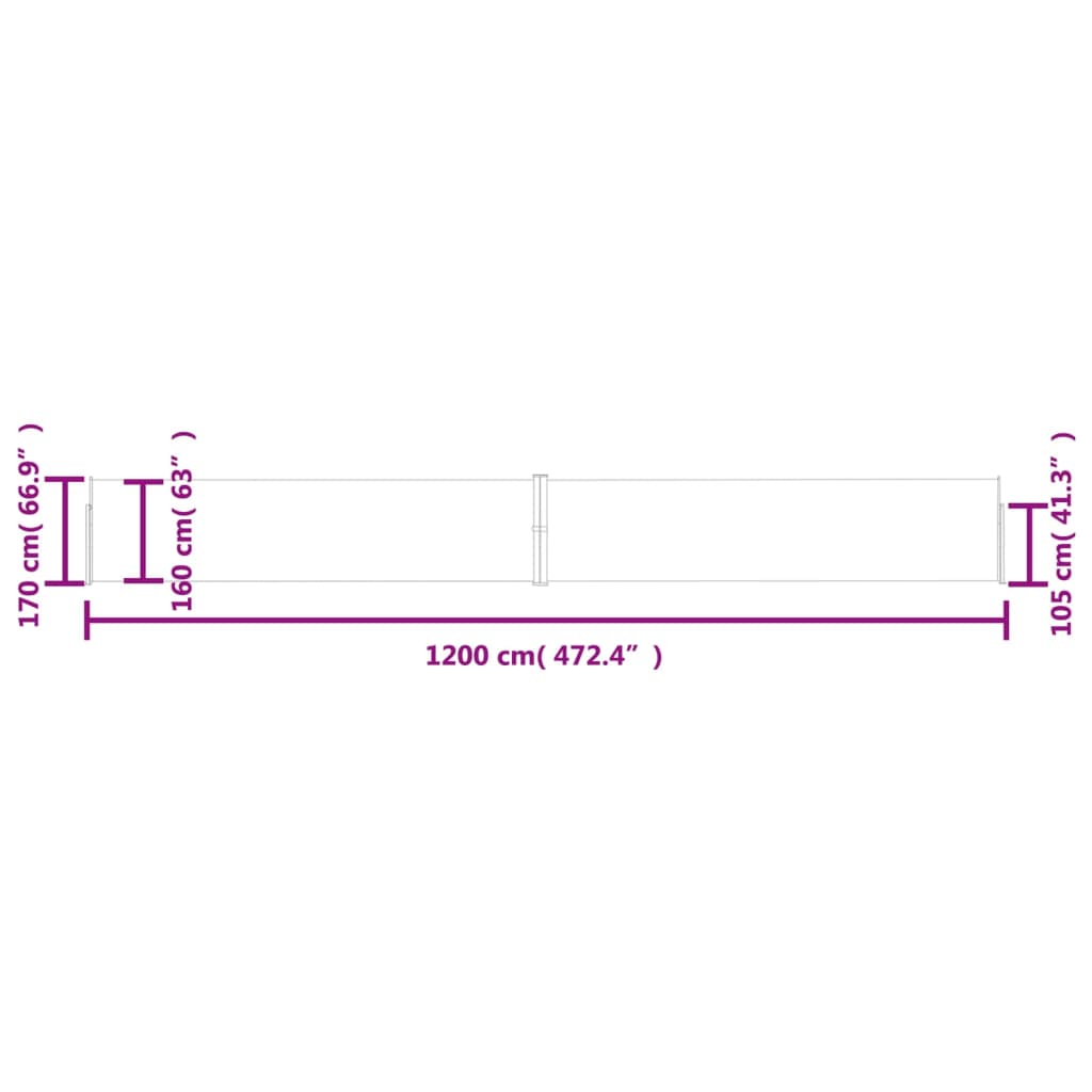 Ausziehbare Seitenmarkise 170x1200 cm Rot