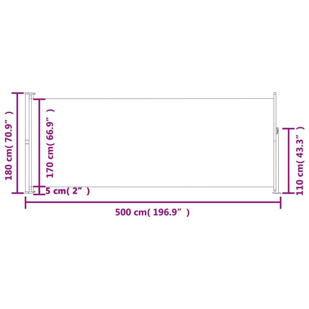 Seitenmarkise Ausziehbar 180x500 cm Rot