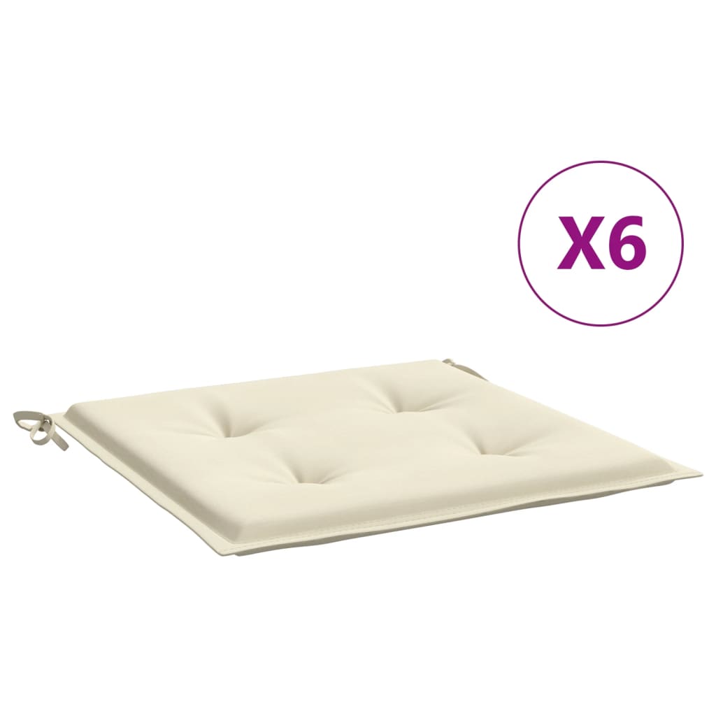 Gartenstuhl-Kissen 6 Stk. Creme 40x40x4 cm Oxford-Gewebe