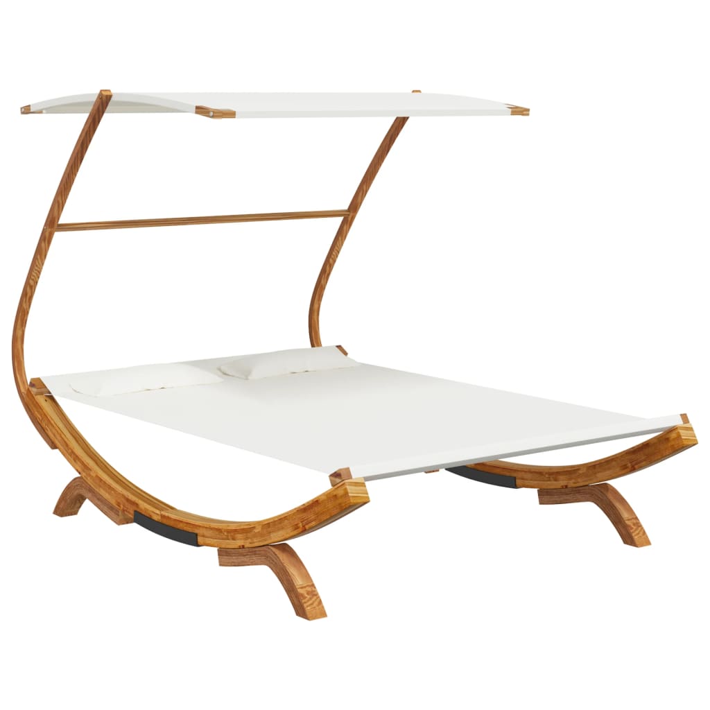 Sonnenliege mit Dach 165x203x138 cm Bugholz Massiv Creme