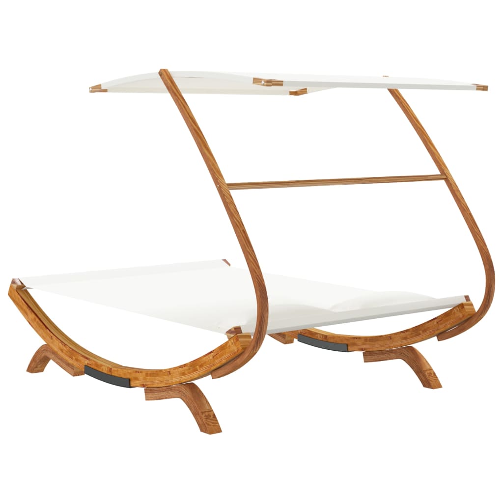 Sonnenliege mit Dach 165x203x138 cm Bugholz Massiv Creme
