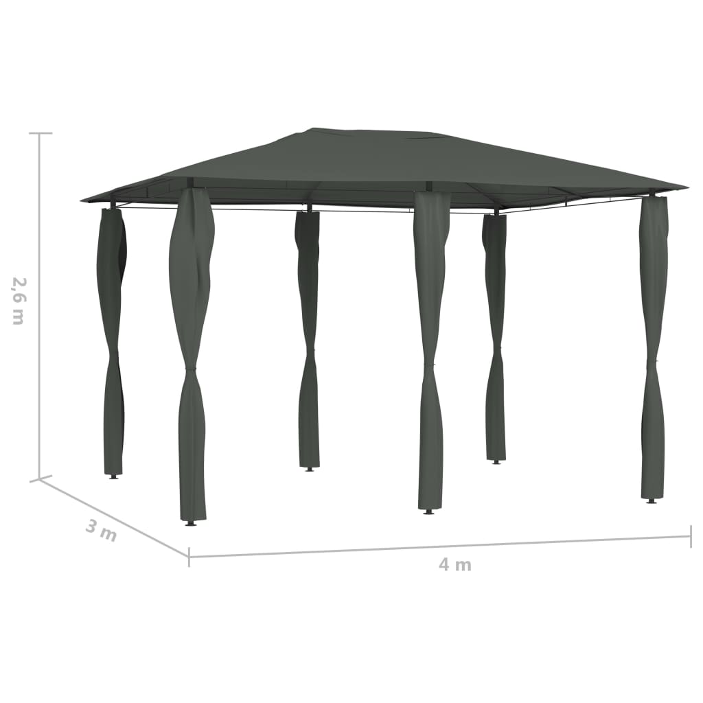 Pavilion with post covers 3x4x2.6 m anthracite 160 g/m²