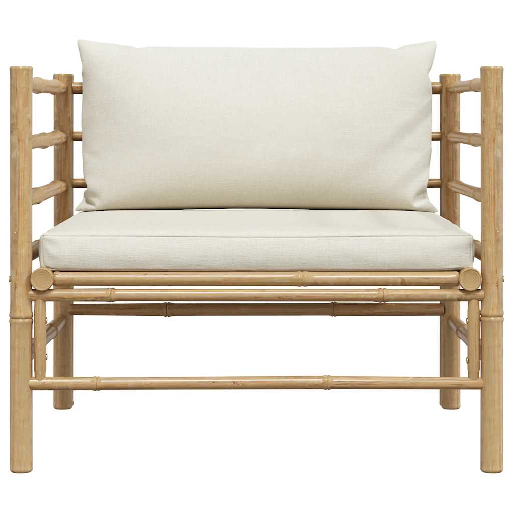 Garden sofa with cushions cream white bamboo