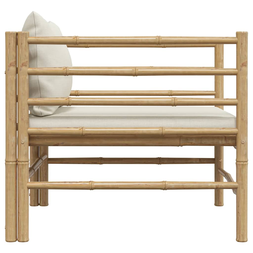 Garden sofa with cushions cream white bamboo