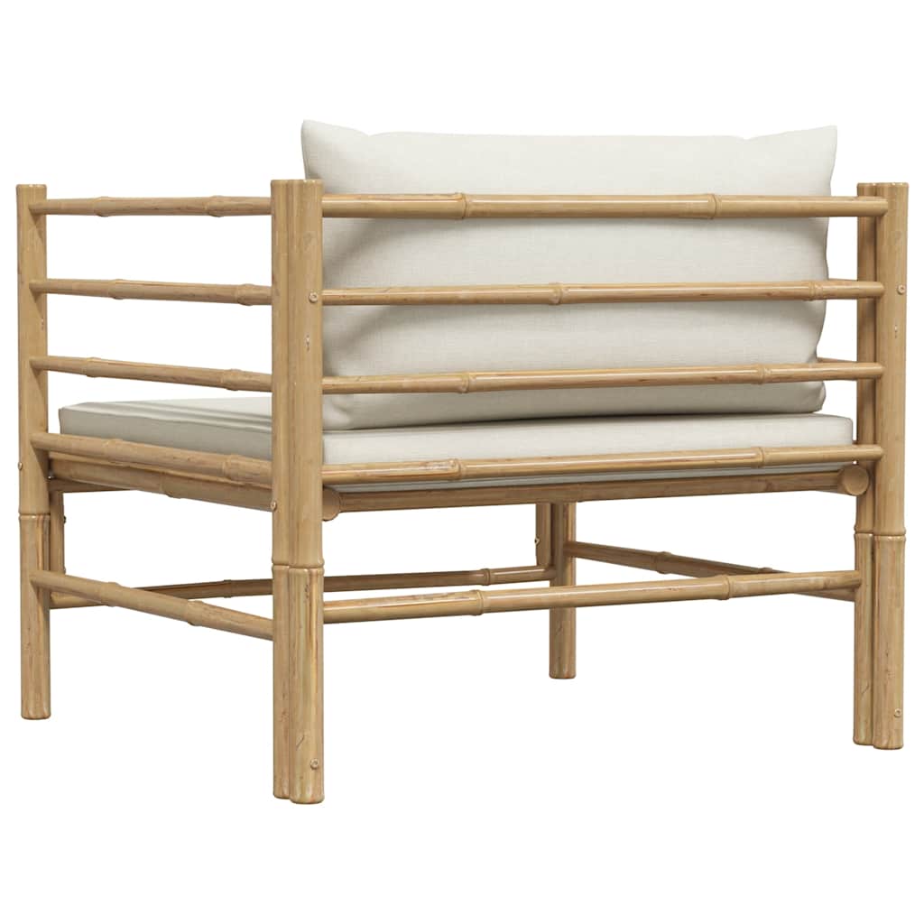 Garden sofa with cushions cream white bamboo