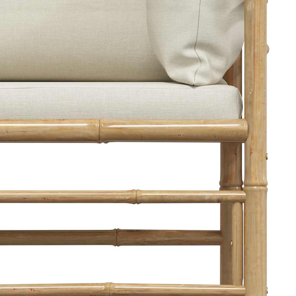 Garden sofa with cushions cream white bamboo