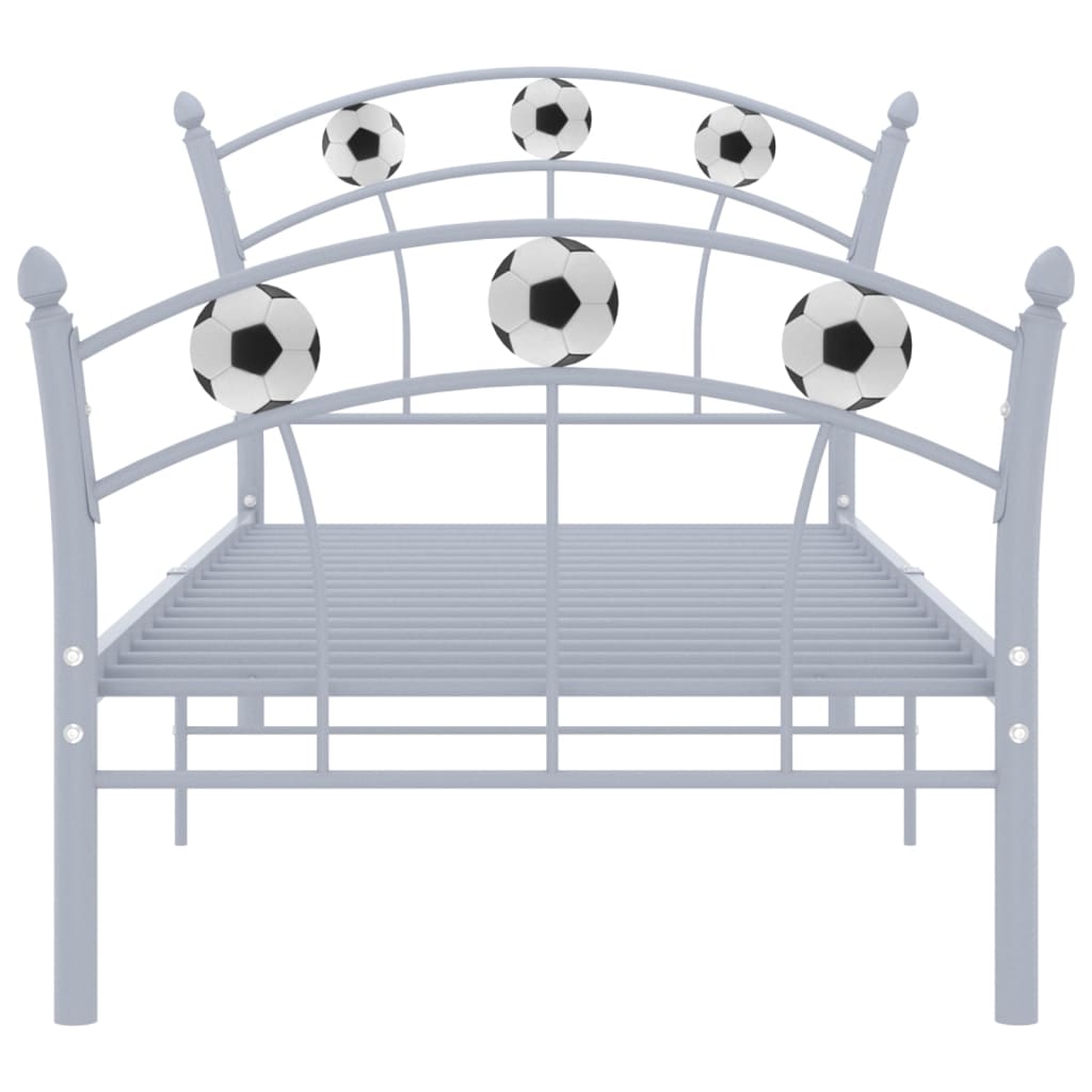 Einzelbett mit Fußball-Design Grau Metall 90x200 cm