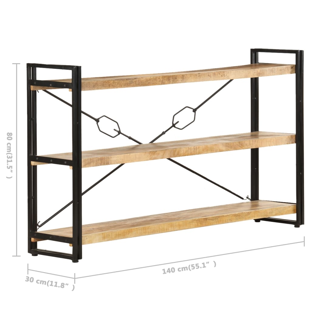 Bookcase 3 compartments 140x30x80 cm mango solid wood