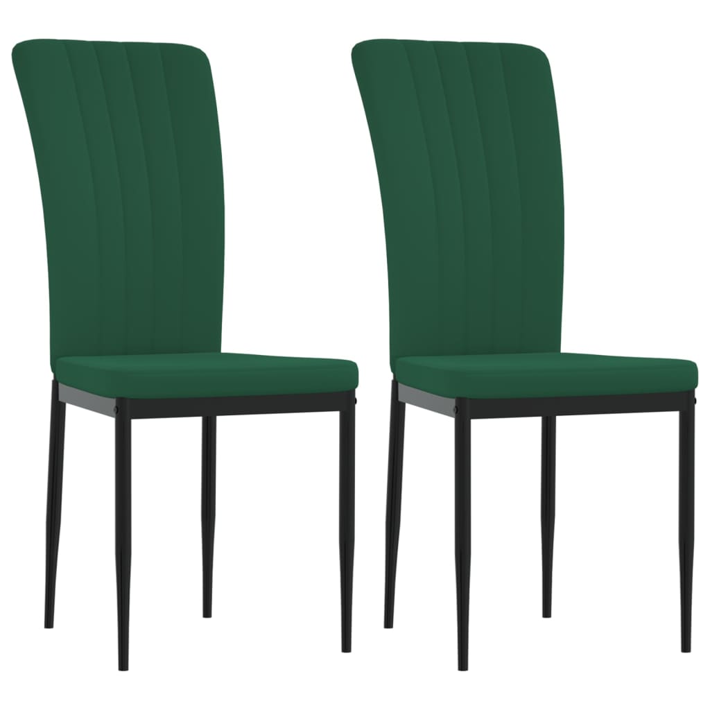 Dining room chairs 2 pcs. Dark green velvet