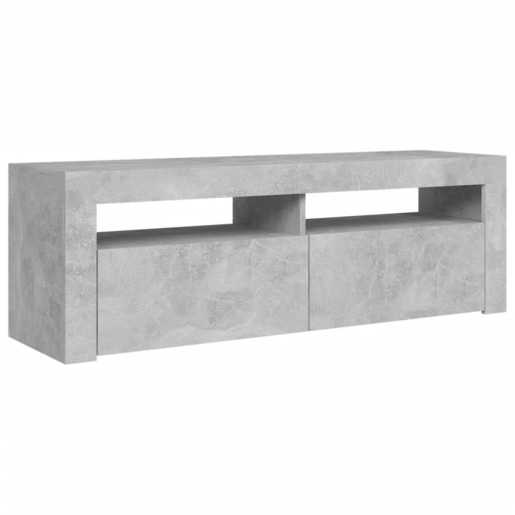 Meuble TV avec éclairage LED gris béton 120x35x40 cm