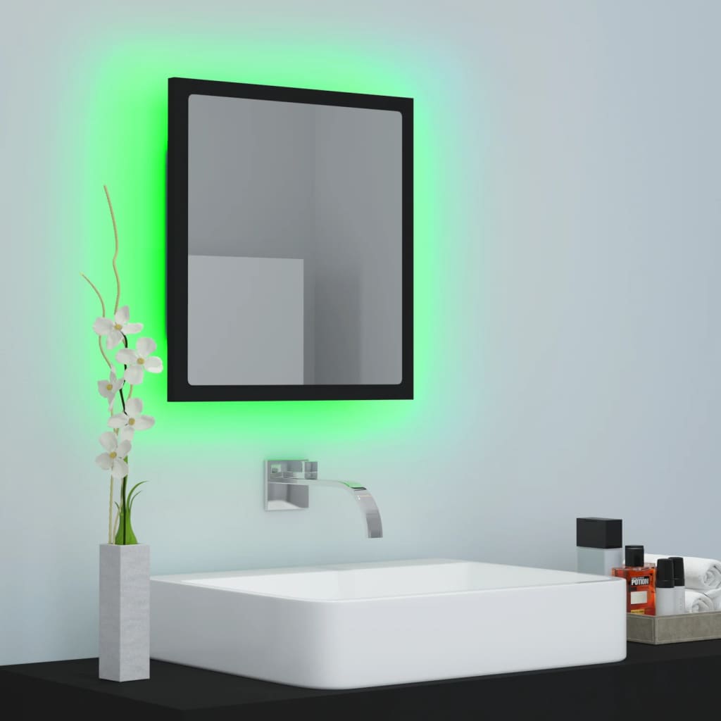 LED-Badspiegel Schwarz 40x8,5x37 cm Acryl