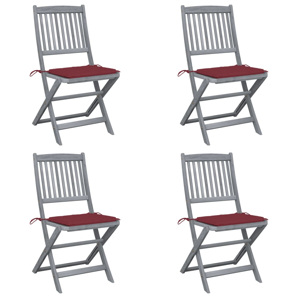 Klappbare Gartenstühle 4 Stk. mit Kissen Massivholz Akazie