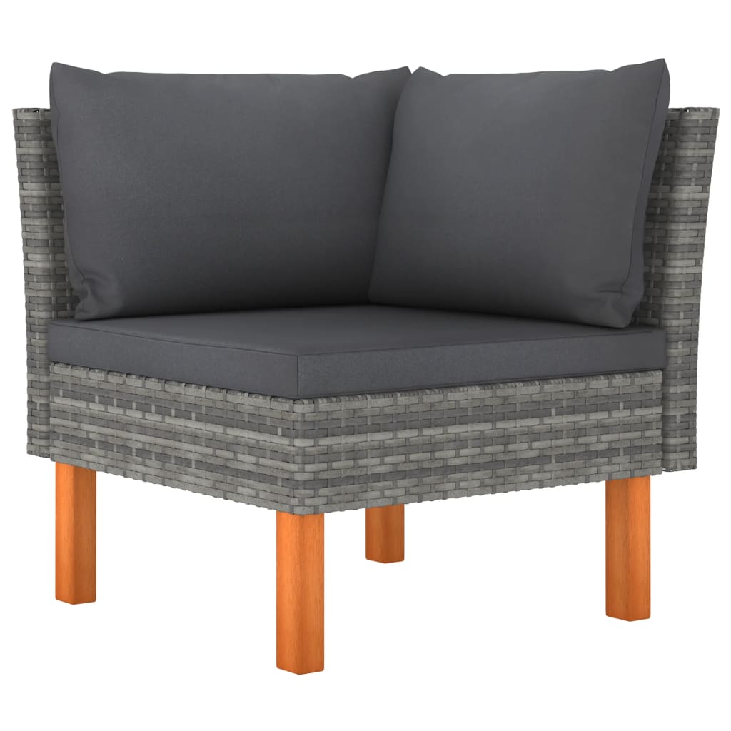 4-seater garden sofa with cushions grey poly rattan