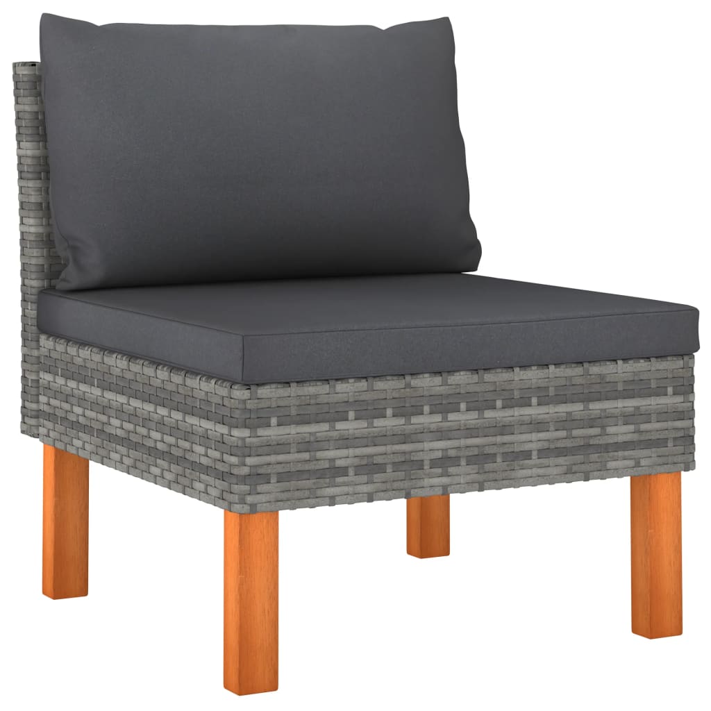 4-seater garden sofa with cushions grey poly rattan