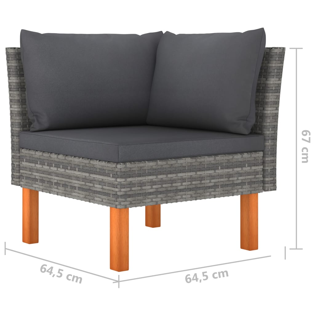 4-seater garden sofa with cushions grey poly rattan