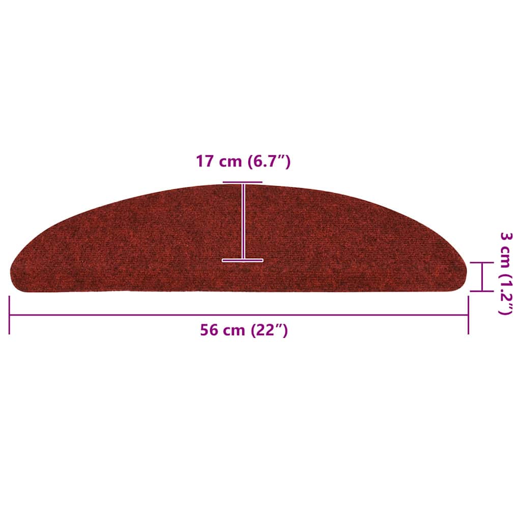 Self-adhesive stair mats 5 pcs. Red 56x17x3 cm needle felt