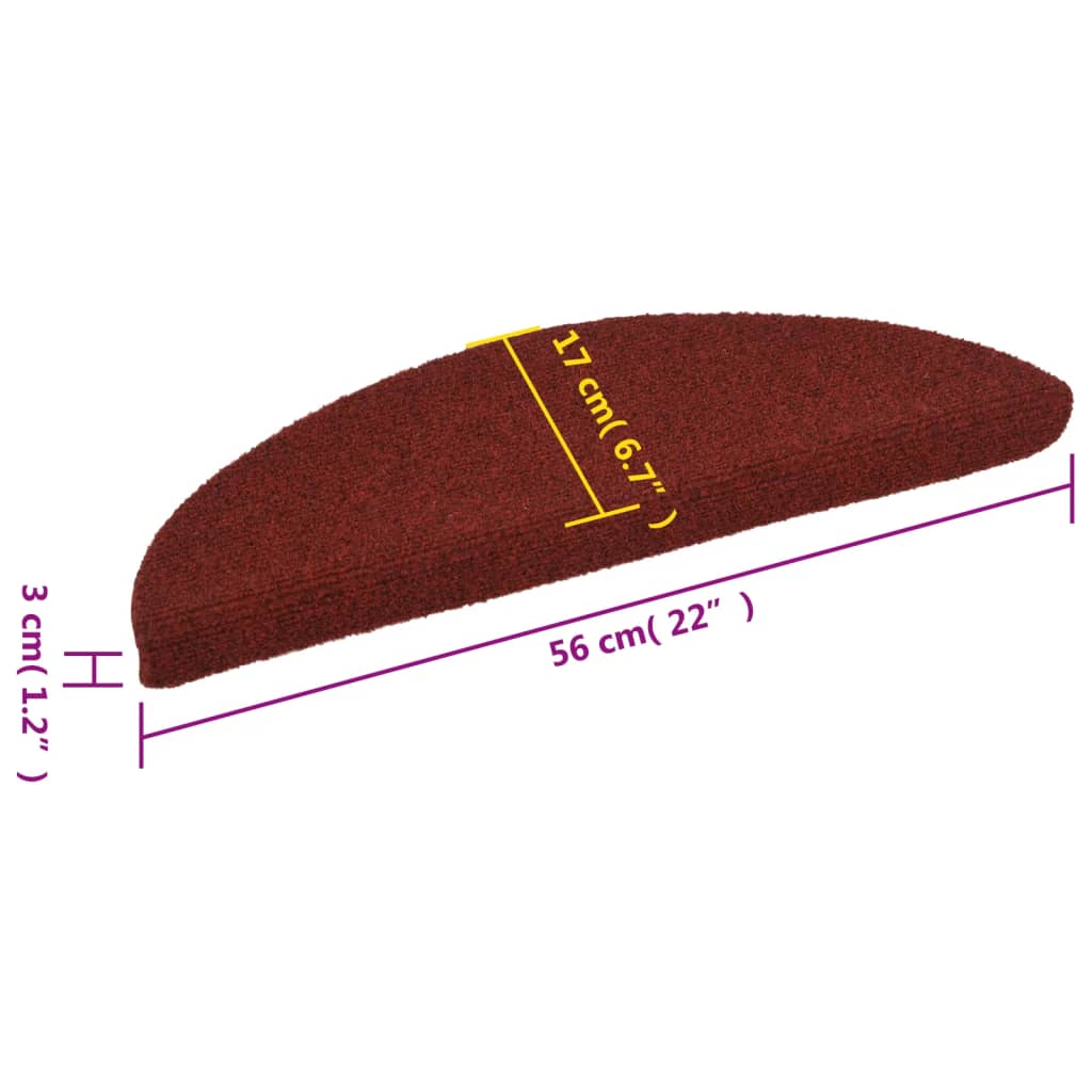 Self-adhesive stair mats 10 pcs. Red 56x17x3 cm needle felt