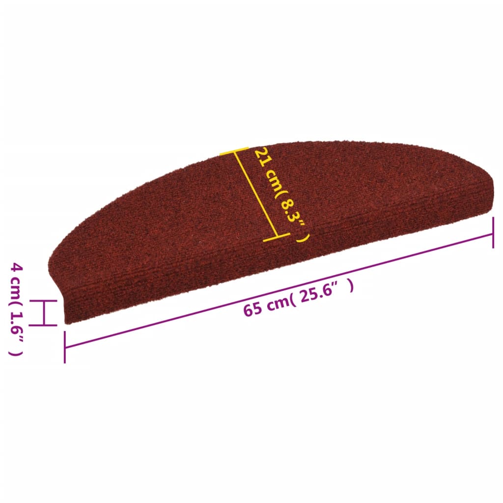 Selbstklebende Treppenmatten 10 Stk. Rot 65x21x4 cm Nadelvlies