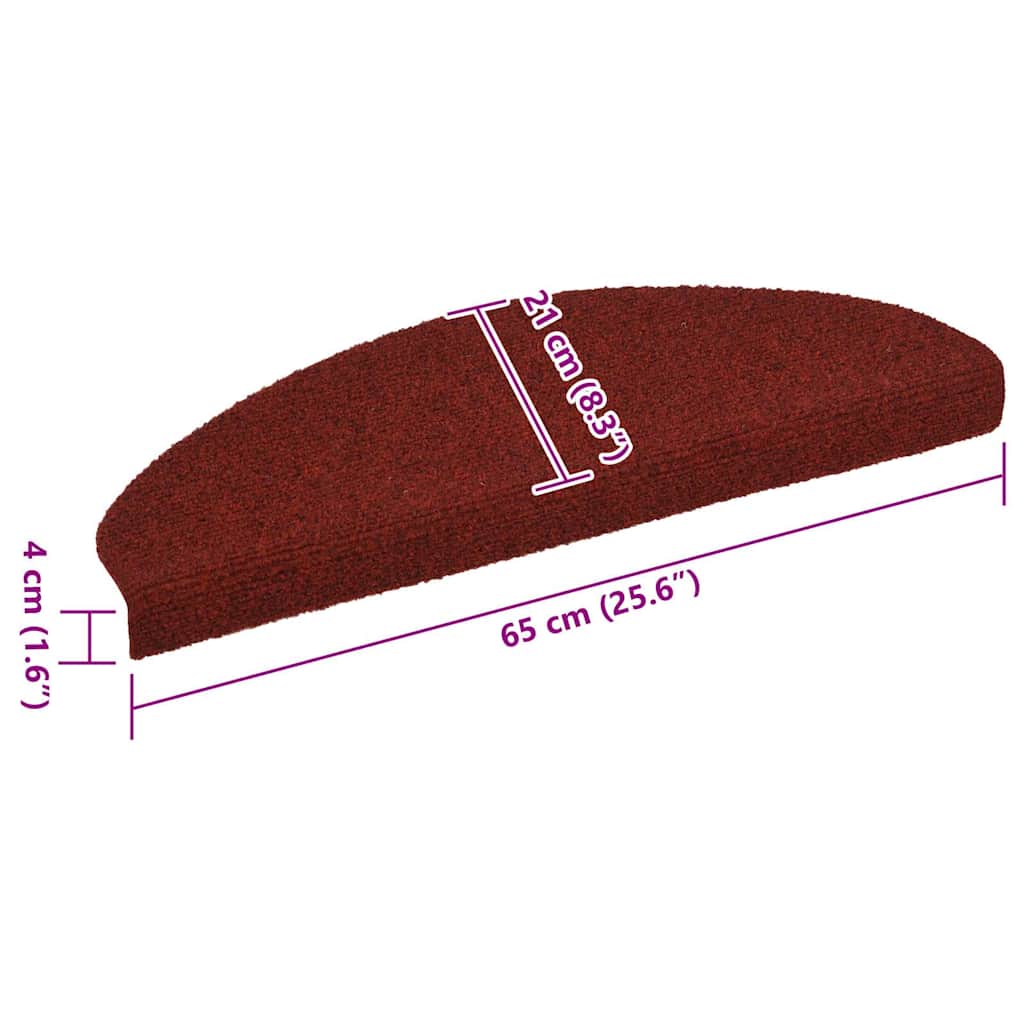 Selbstklebende Treppenmatten 10 Stk. Rot 65x21x4 cm Nadelvlies