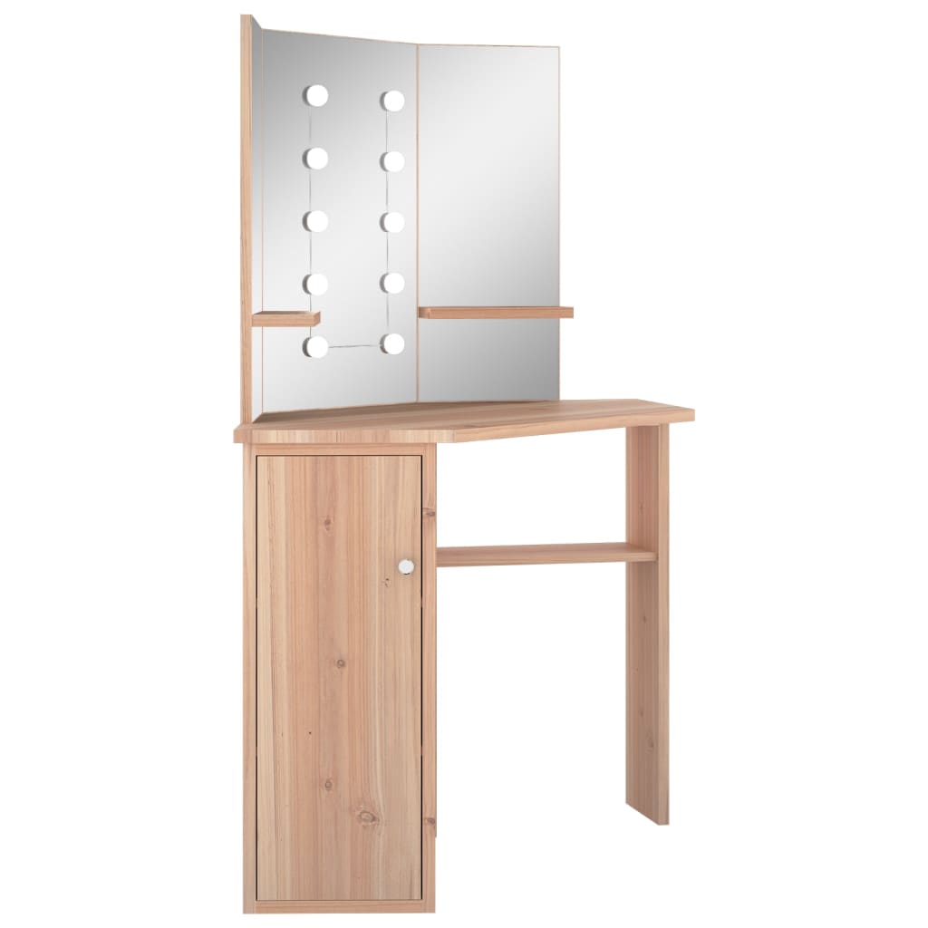 Corner dressing table with LED oak look 111x54x141.5 cm