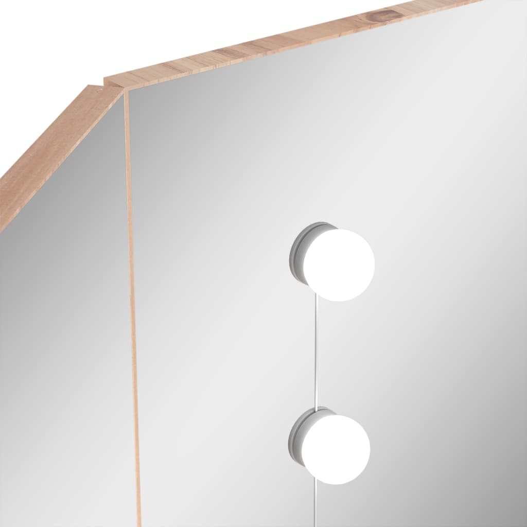 Corner dressing table with LED oak look 111x54x141.5 cm
