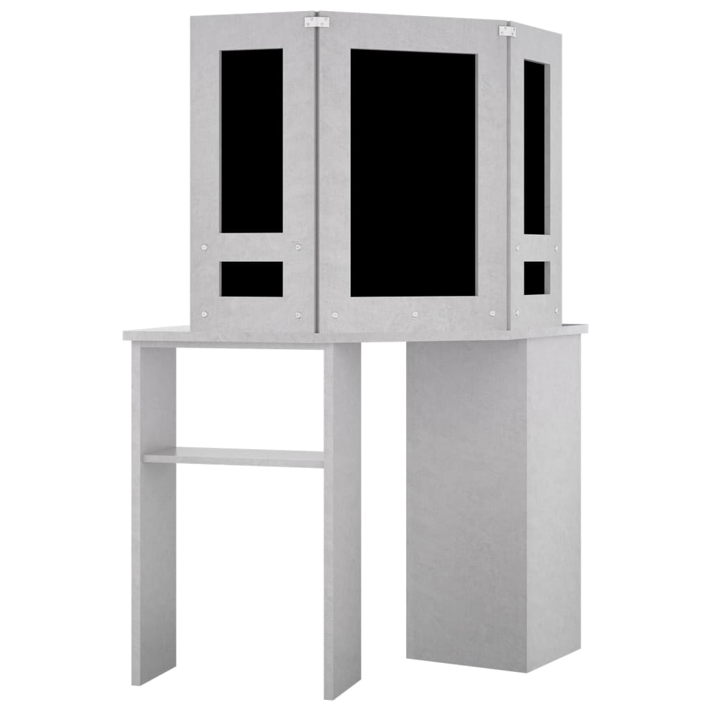 Coiffeuse d'angle avec LED gris béton 111x54x141,5 cm