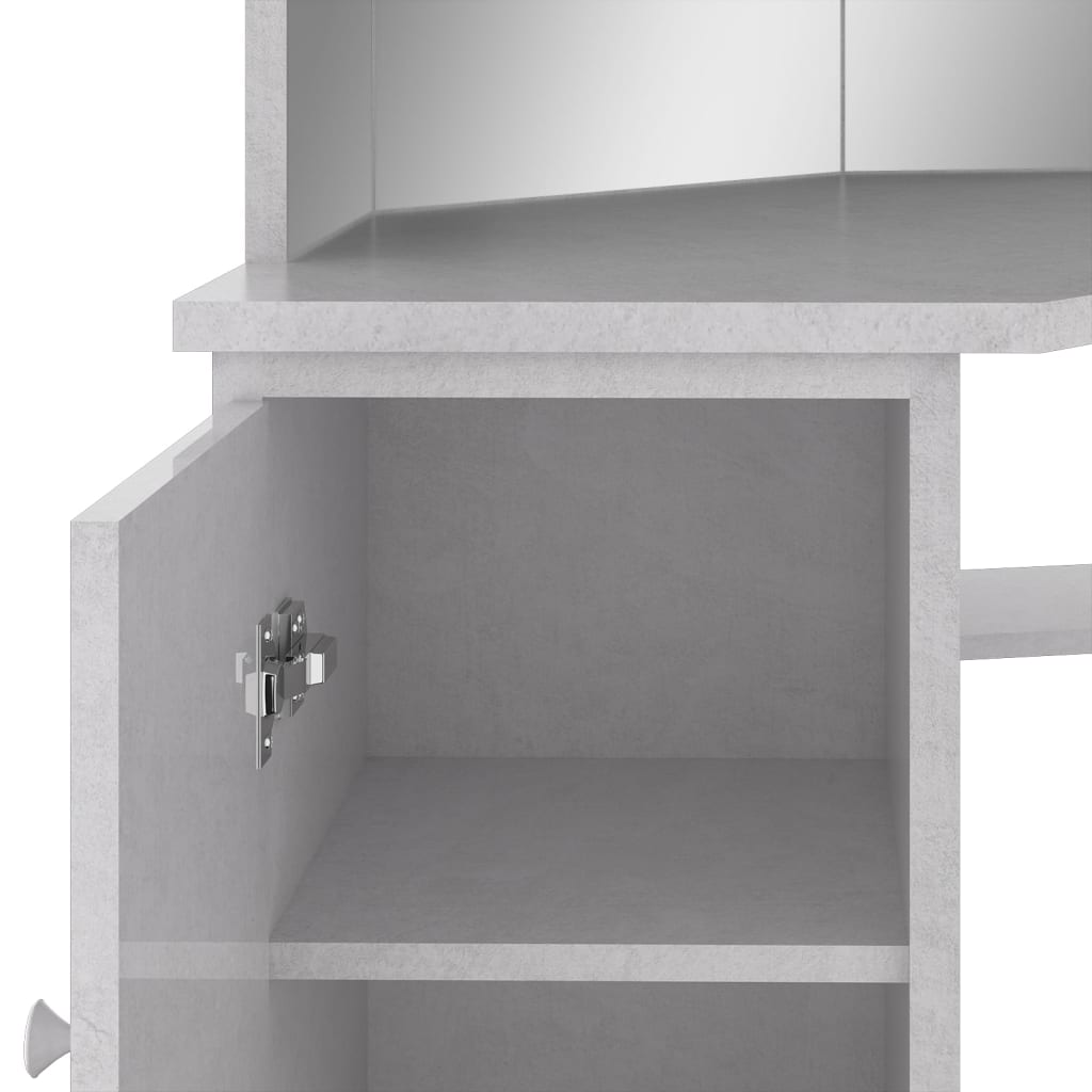 Coiffeuse d'angle avec LED gris béton 111x54x141,5 cm
