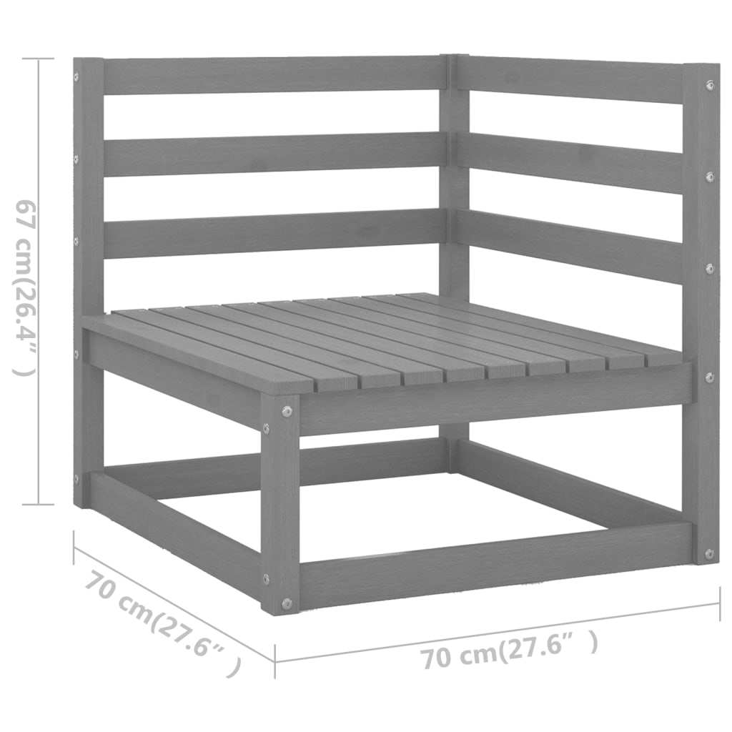 Garden sofa 2-seater with cushions gray solid pine wood