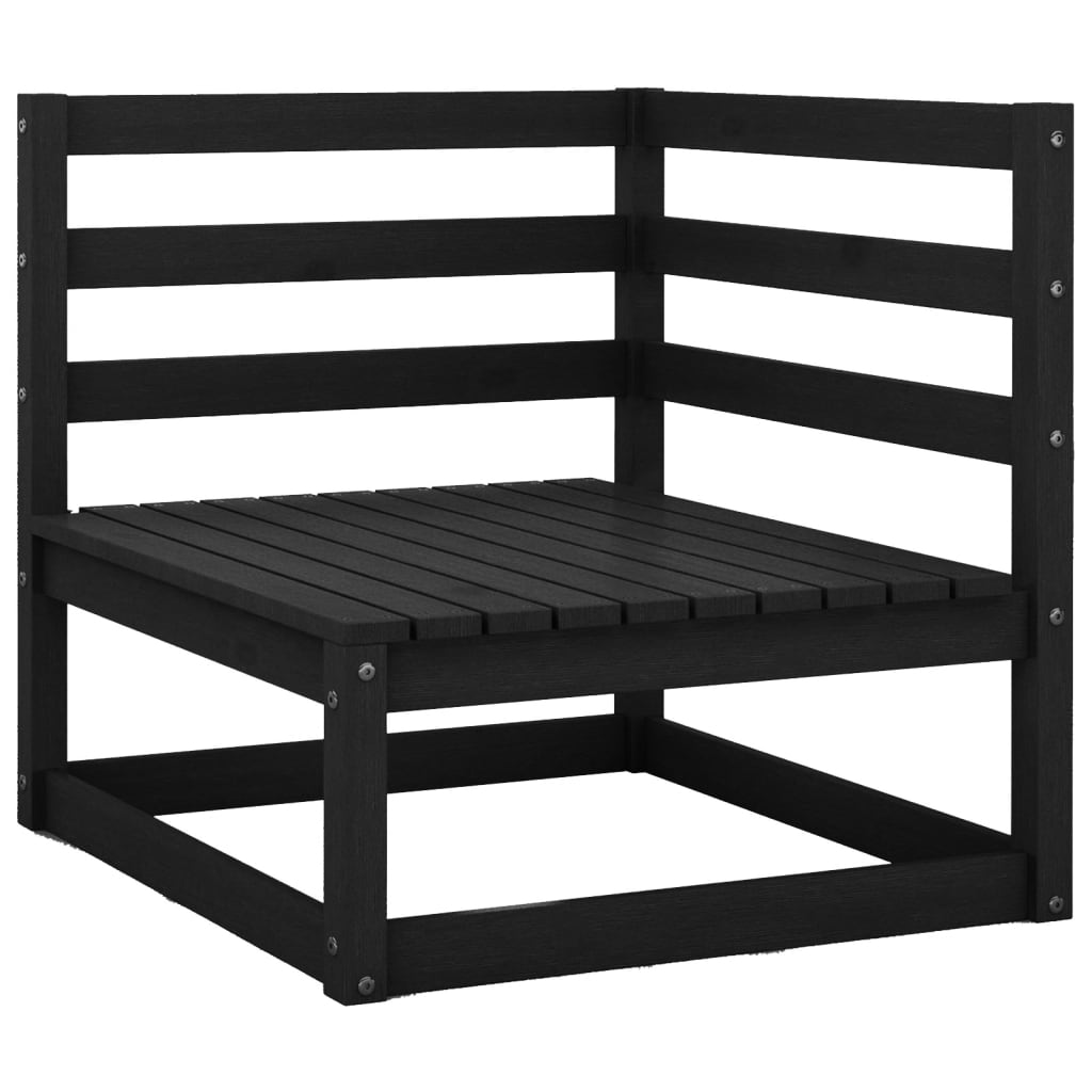 Garden sofa 2-seater with cushions black solid pine wood