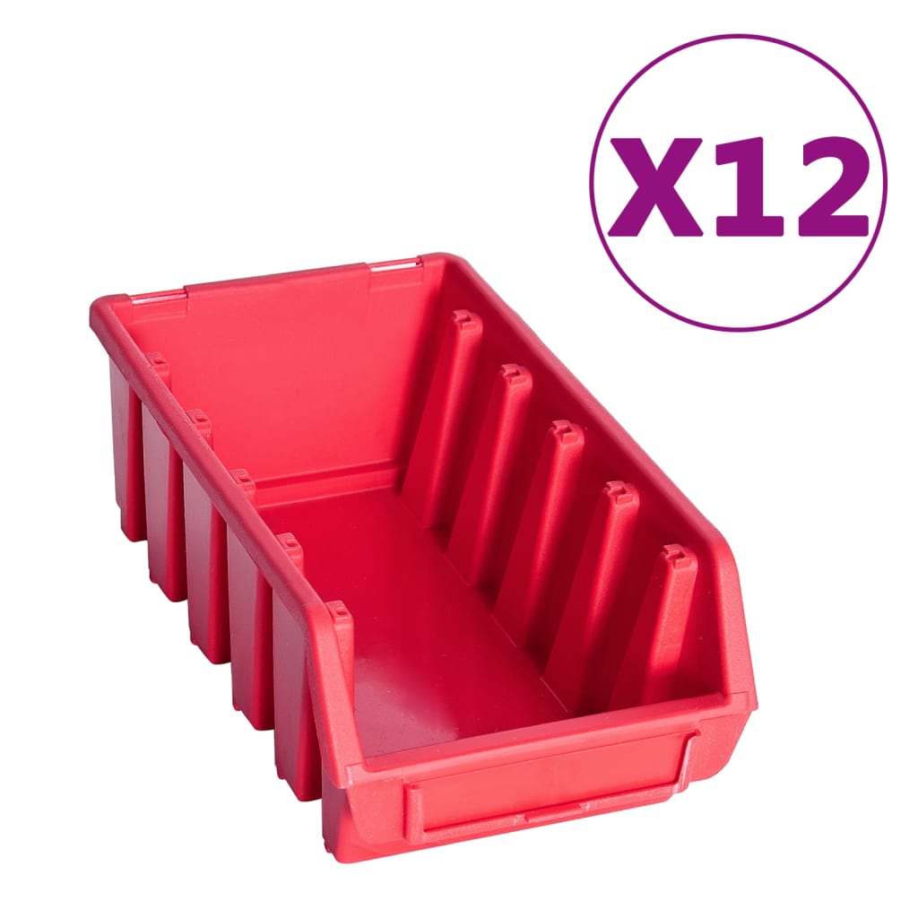 80-tlg. Behälter-Set für Kleinteile mit Wandplatten Rot Schwarz