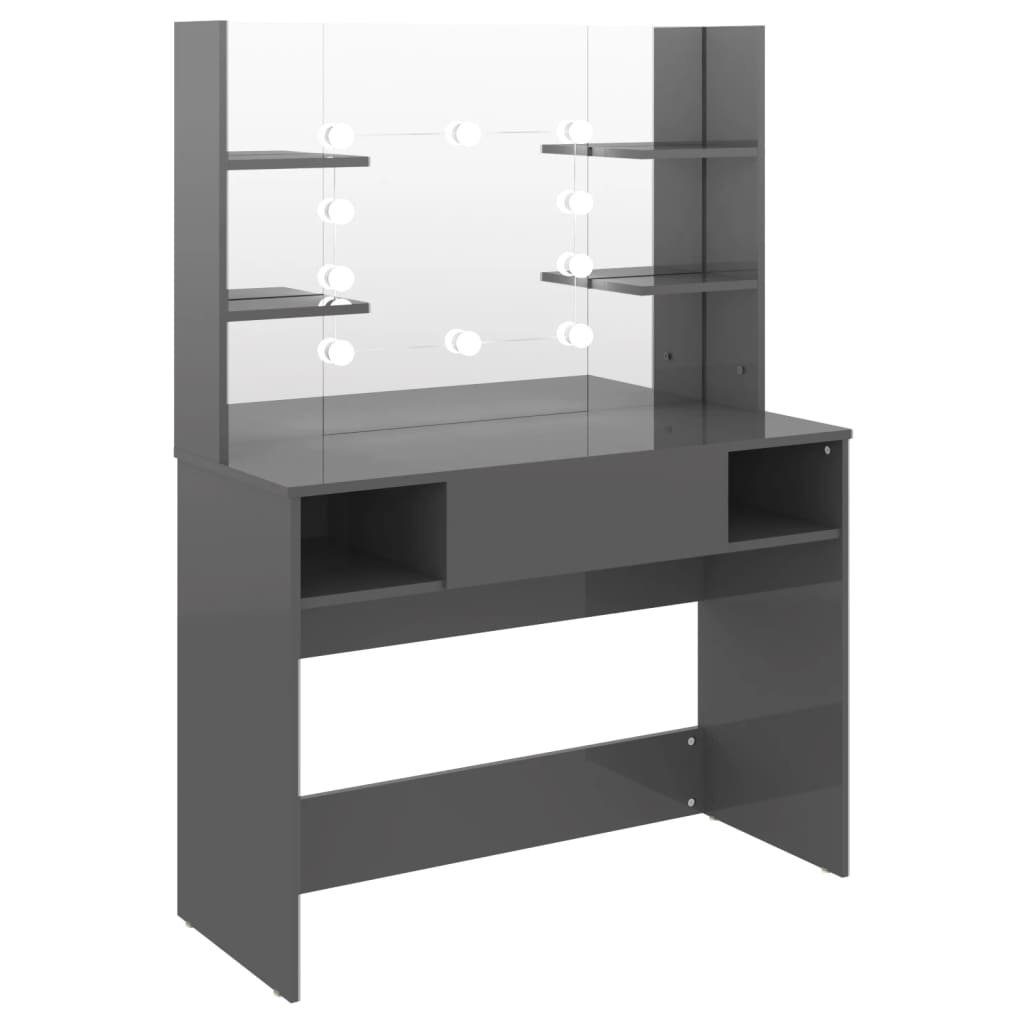 Dressing table LED lighting 100x40x135 cm MDF Glossy Gray
