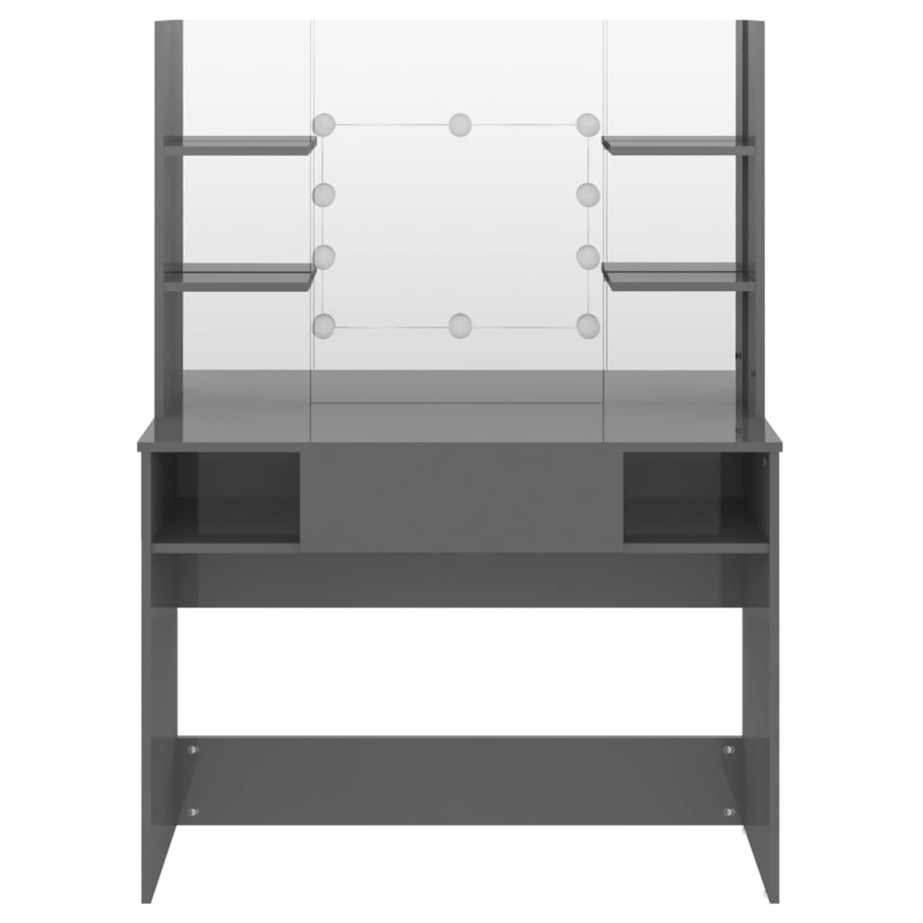 Dressing table LED lighting 100x40x135 cm MDF Glossy Gray