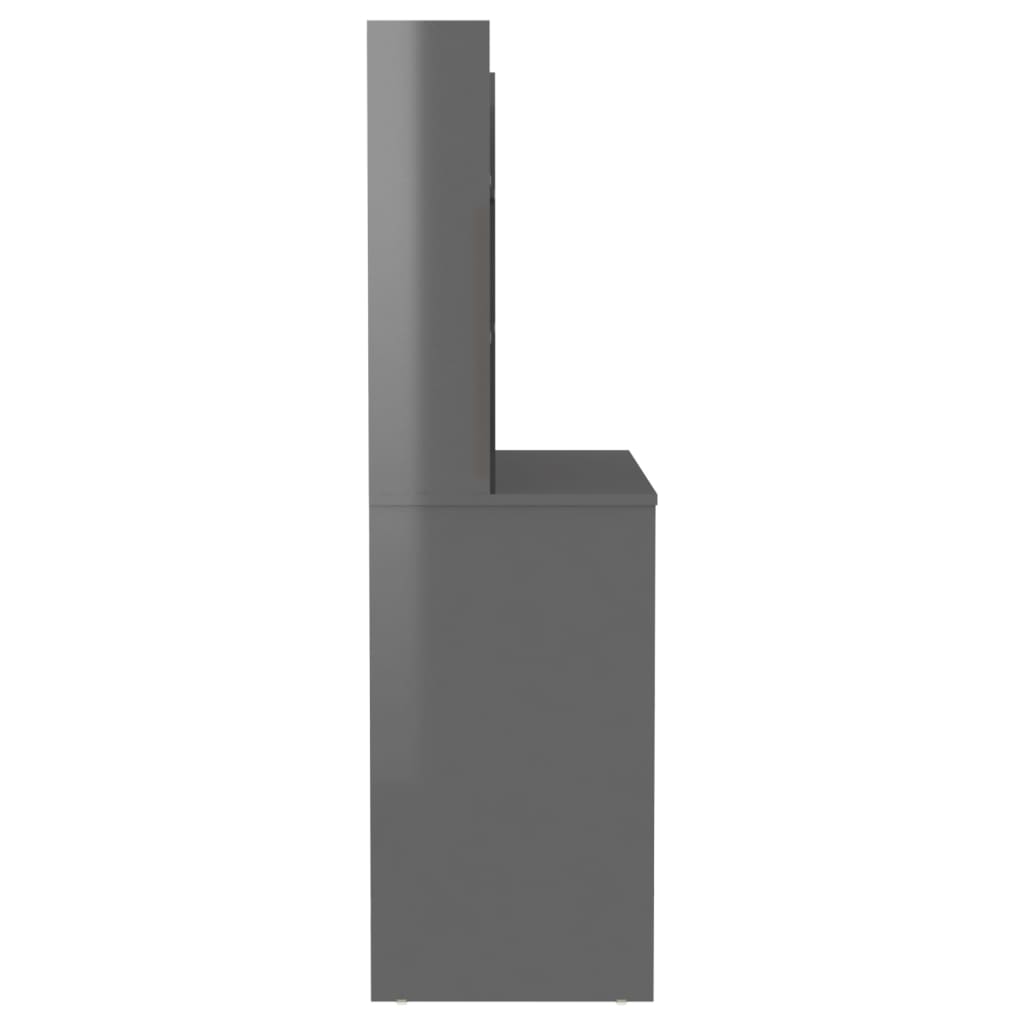 Dressing table LED lighting 100x40x135 cm MDF Glossy Gray