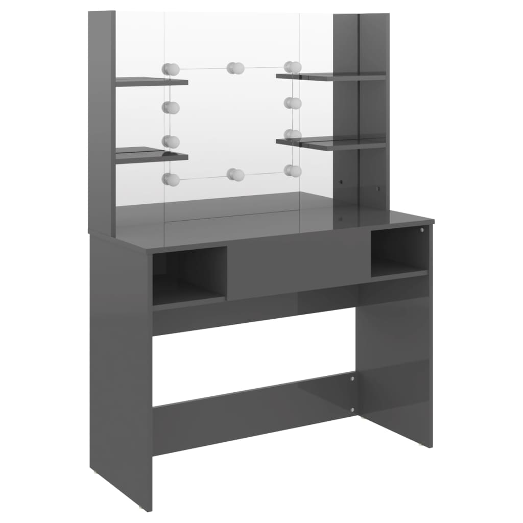 Dressing table LED lighting 100x40x135 cm MDF Glossy Gray