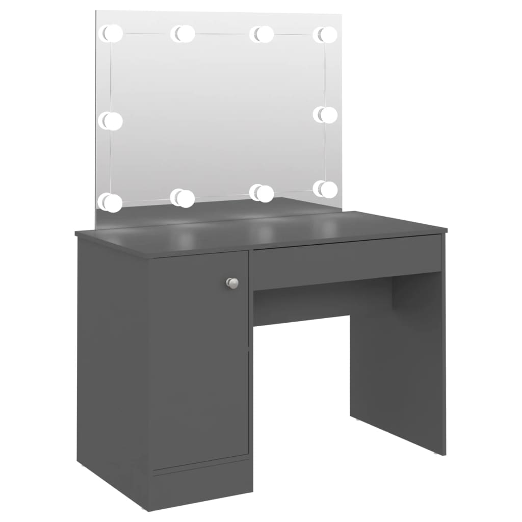 Dressing table with LED lighting 110x55x145 cm MDF gray