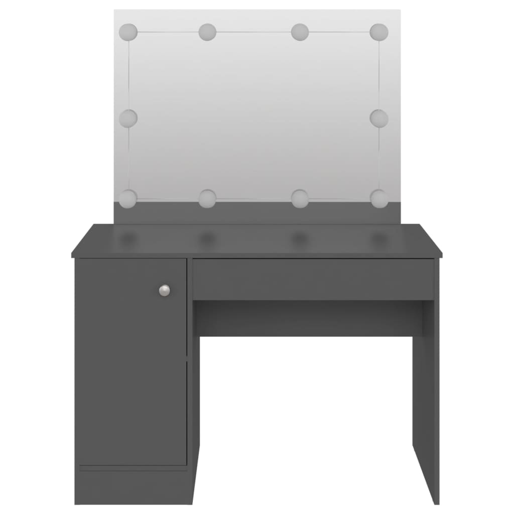 Dressing table with LED lighting 110x55x145 cm MDF gray