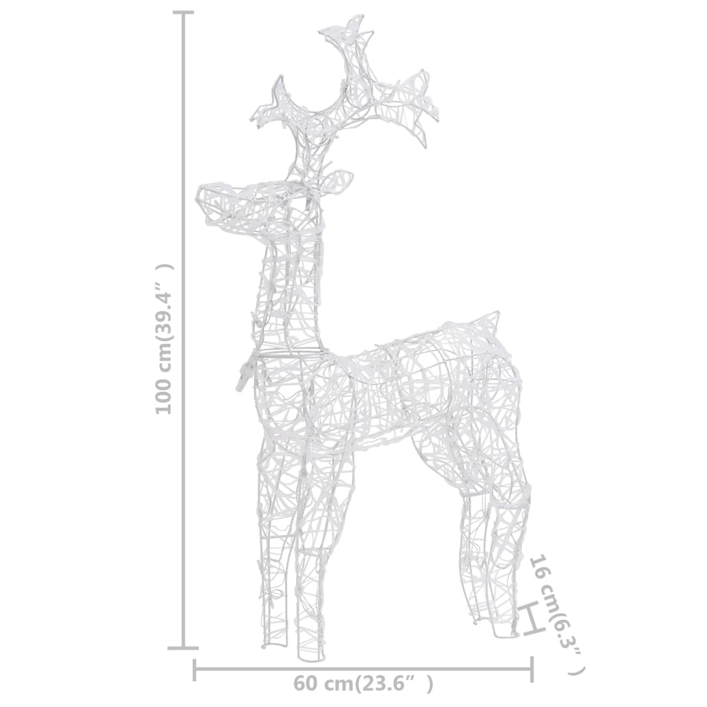 LED reindeer Christmas decoration 90 LEDs 60x16x100 cm acrylic