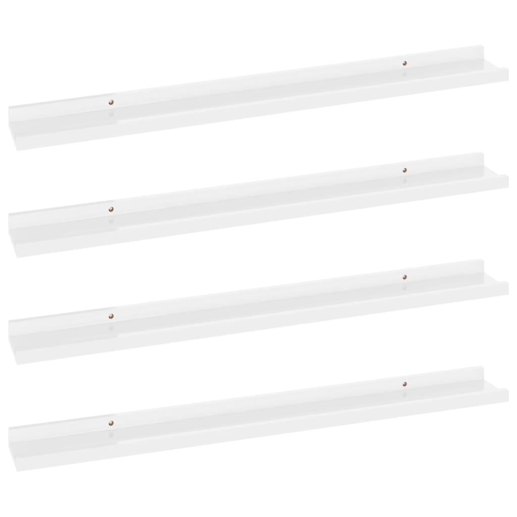 Wall shelves 4 pcs. high gloss white 80x9x3 cm