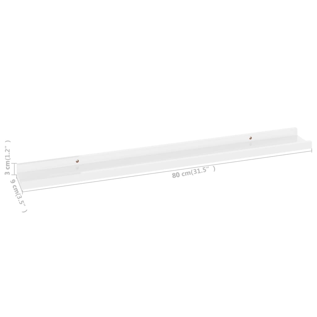 Wall shelves 4 pcs. high gloss white 80x9x3 cm