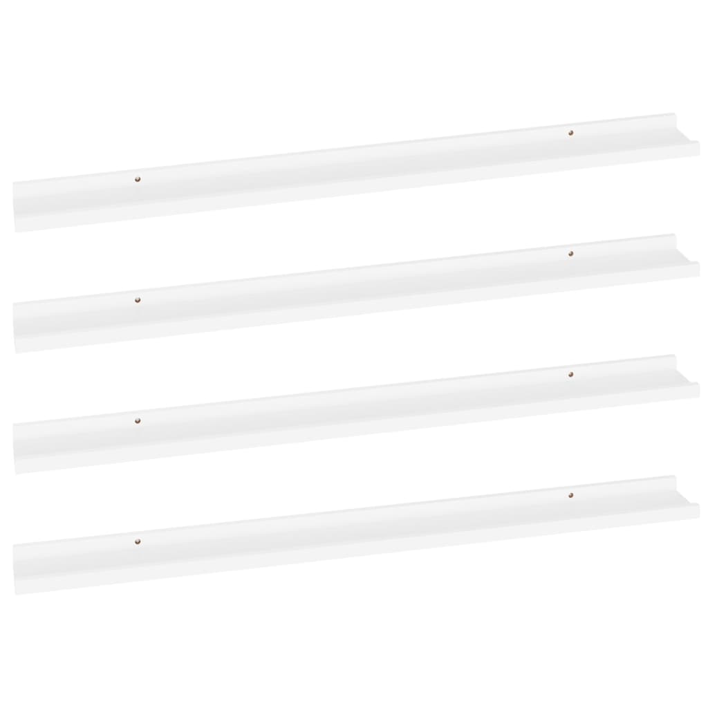 Wall shelves 4 pcs. White 100x9x3 cm