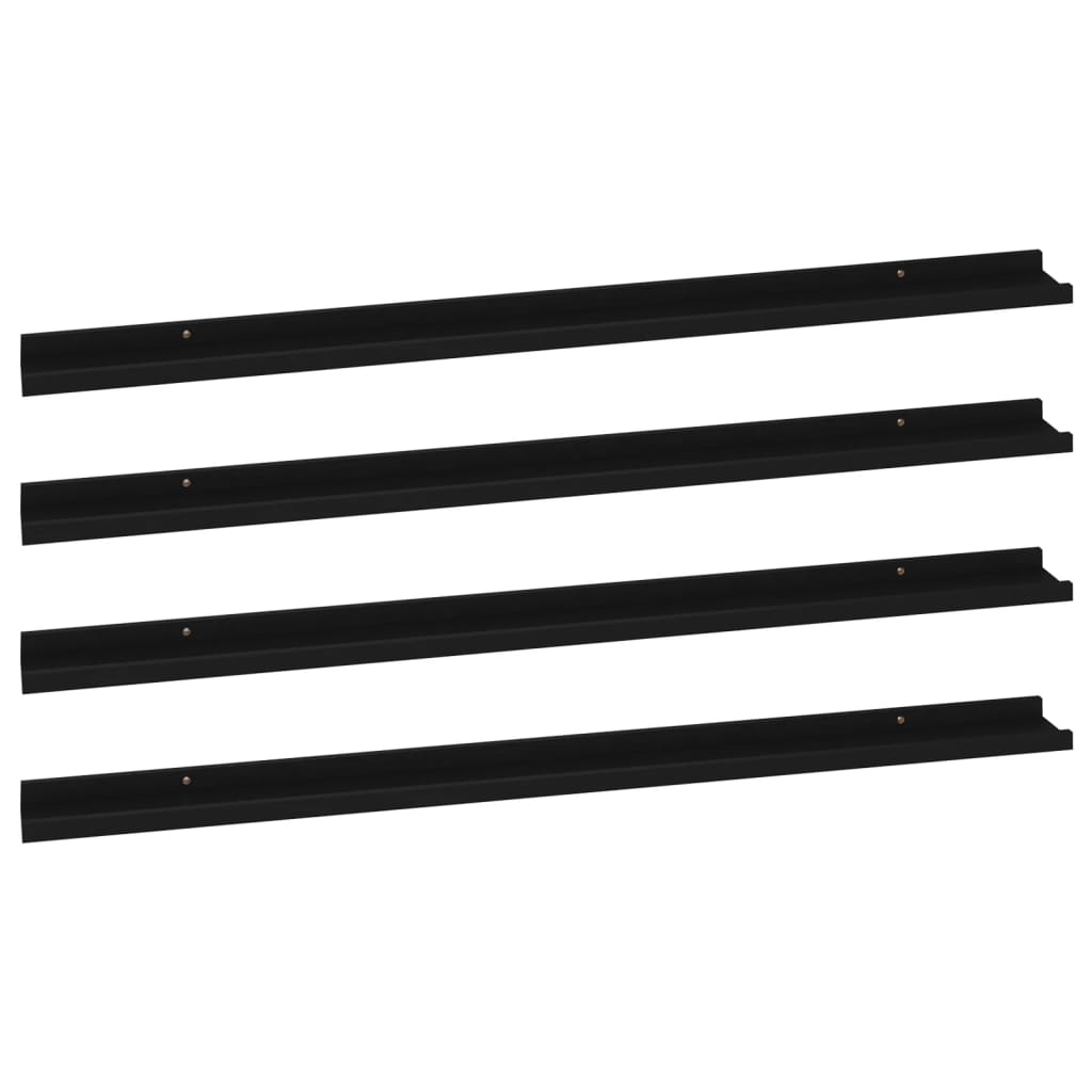 Etagères murales 4 pcs Noir 115x9x3 cm