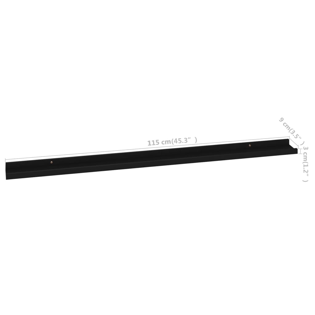 Etagères murales 4 pcs Noir 115x9x3 cm