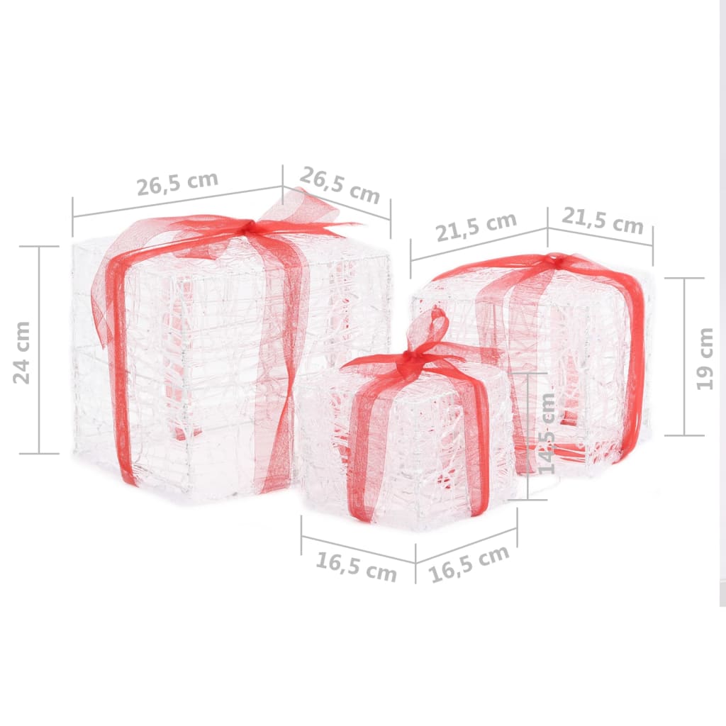 LED Gift Boxes 3 pcs Christmas Decoration Multicolor