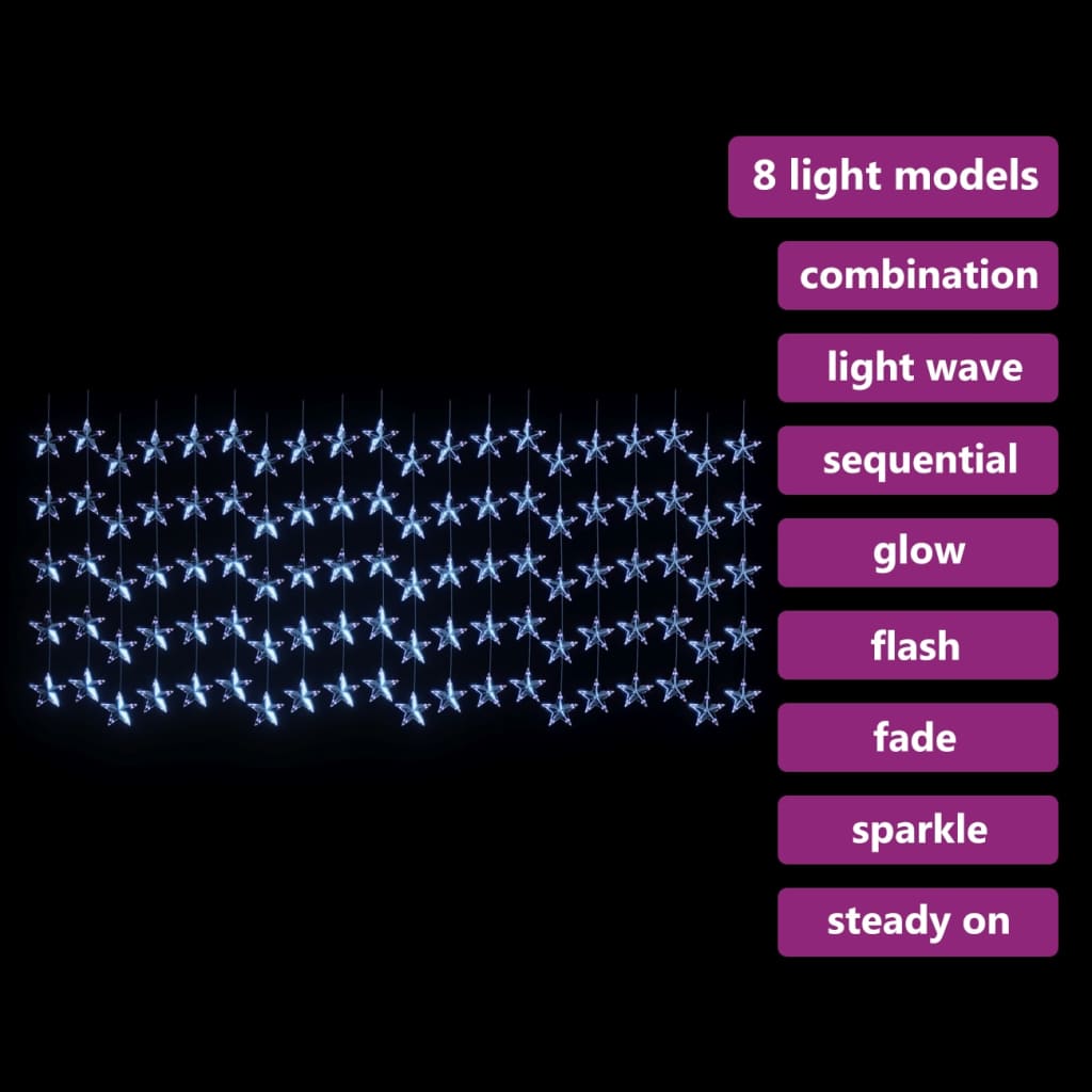 LED star curtain fairy lights 500 LED blue 8 functions