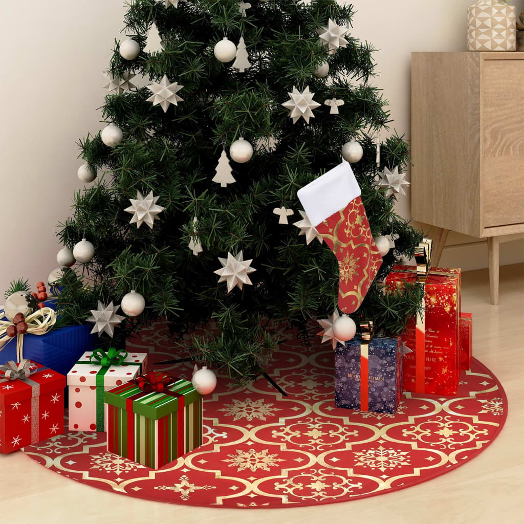 Luxury Christmas tree blanket with sock red 122 cm fabric