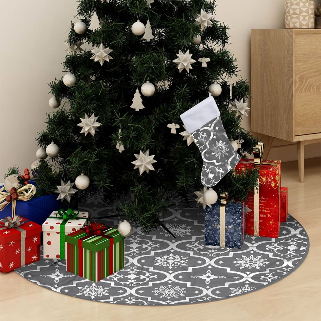 Luxury Christmas Tree Blanket with Sock Gray 122cm Fabric